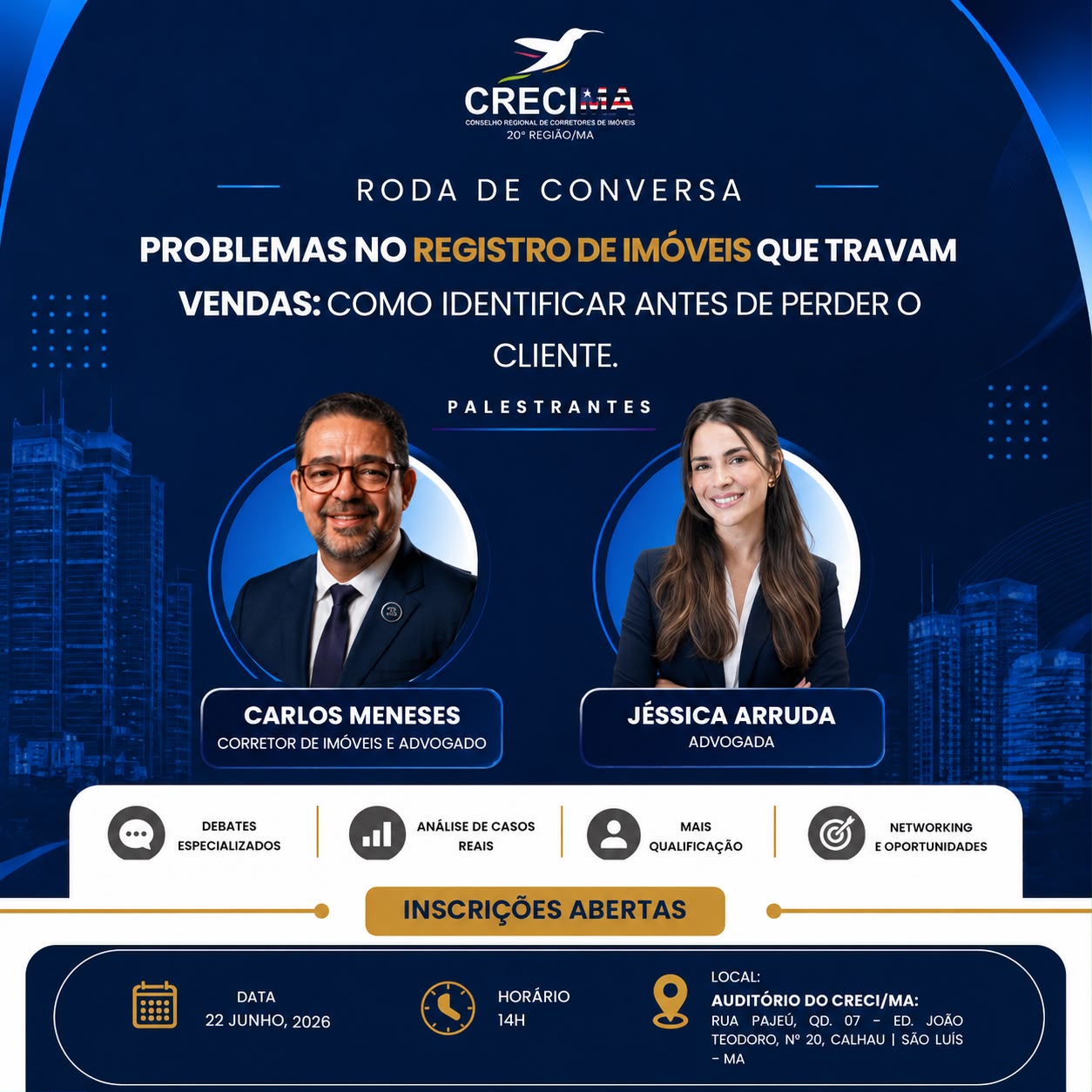 Roda de Conversa: “Problemas no Registro de Imóveis que Travam Vendas: Como Identificar Antes de Perder o Cliente”